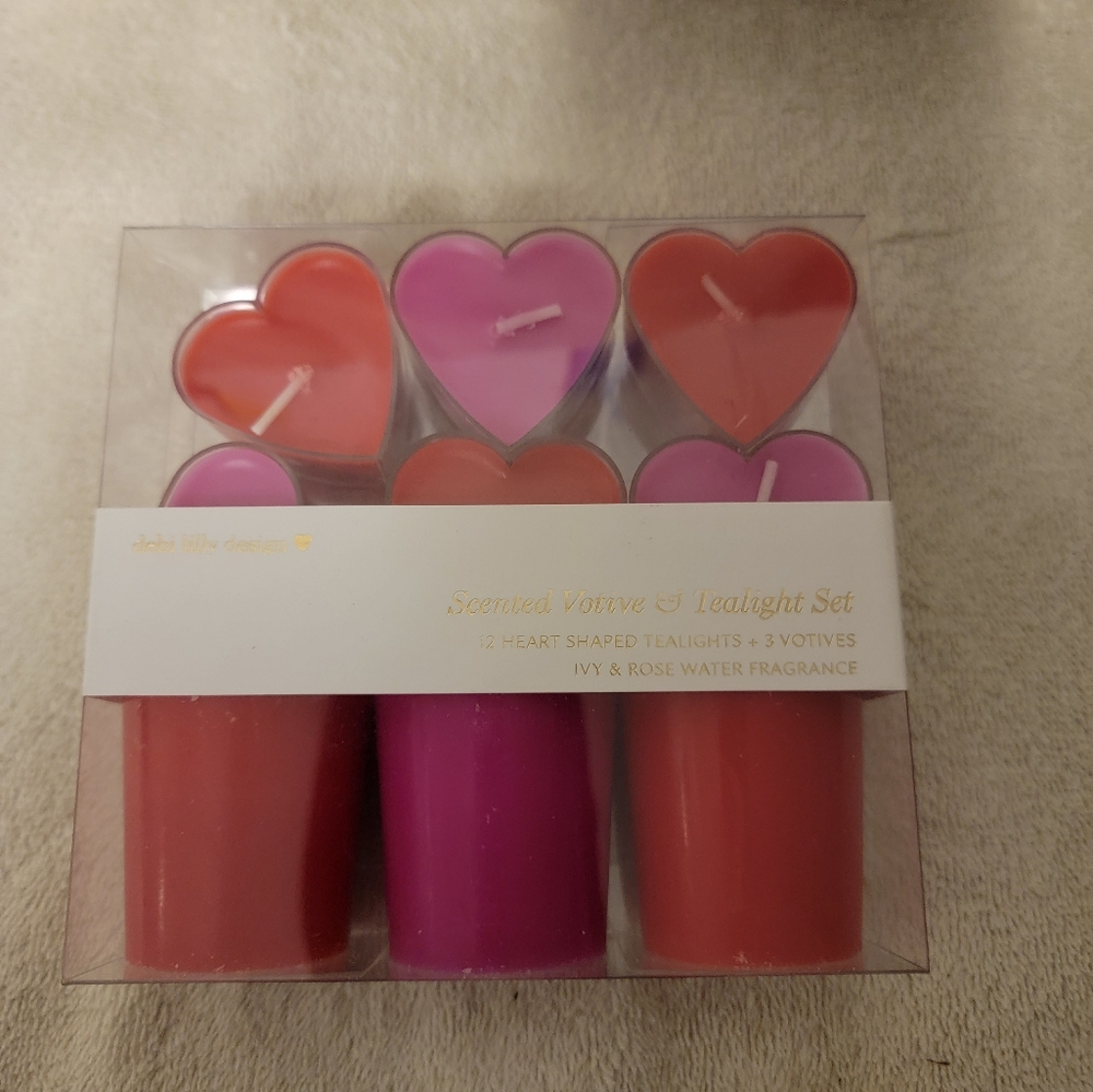 Floral Debi Lilly Tealights and Votive‎ Set Ivy & Rosewater